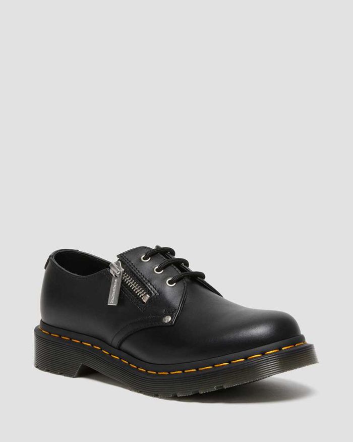 Dr Martens Oxfords Dame Svart 1461 Double Zip Læder 3548ZWSNA